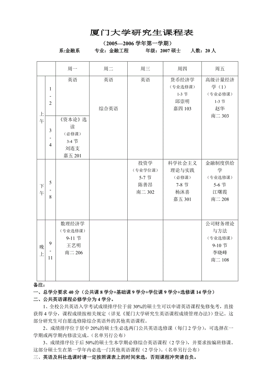 厦门大学研究生课程表_第2页