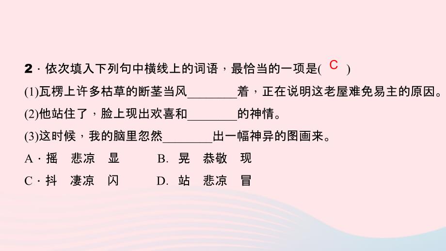 最新八年级语文上册第二单元5故乡习题_第4页