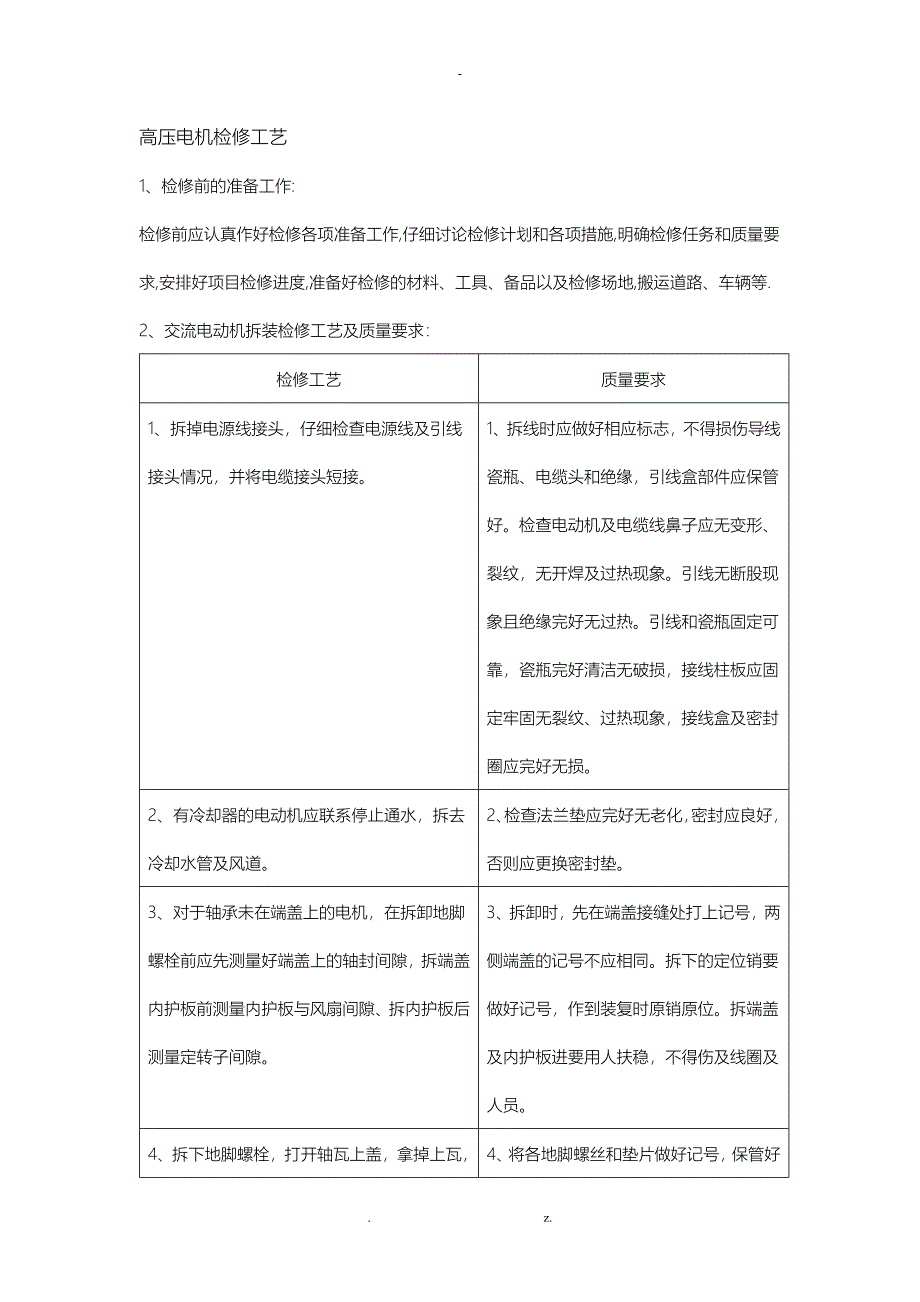 高压电机检修工艺设计及标准_第1页