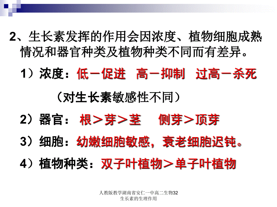 人教版教学湖南省安仁一中高二生物32生长素的生理作用课件_第4页