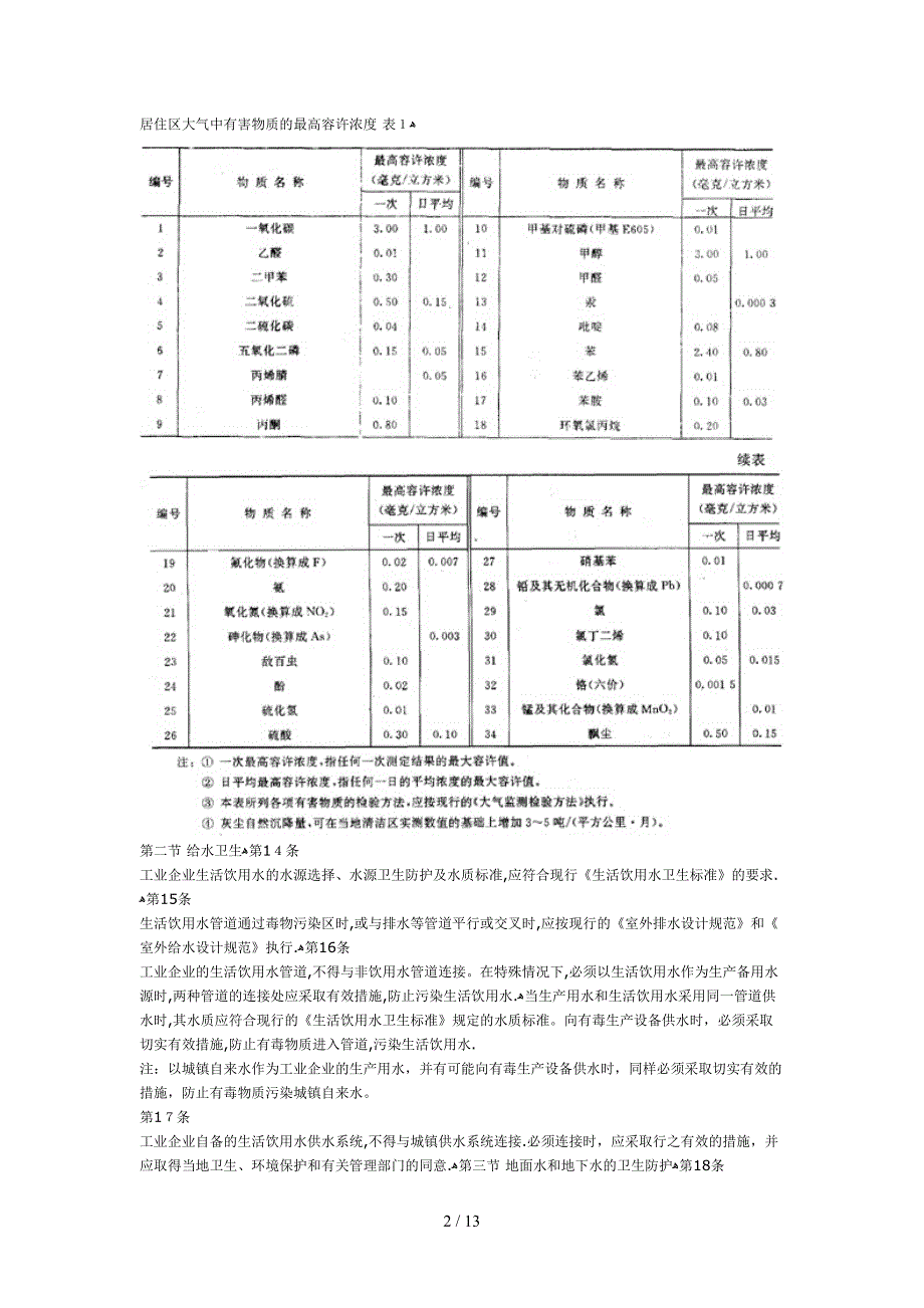 工业企业设计卫生标准TJ 36—1979_第2页