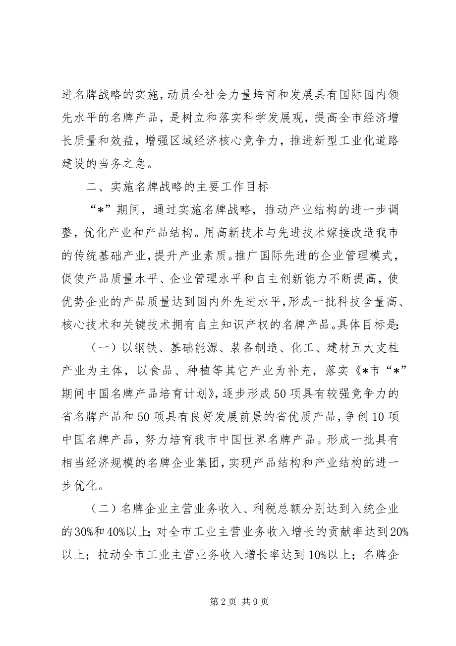 2023年档案局推进实施名牌战略的意见.docx_第2页