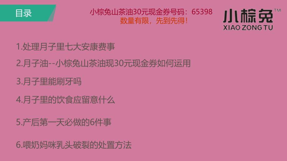 小棕兔教你36个你必需知道的坐月子注意事项A1版目录ppt课件_第3页