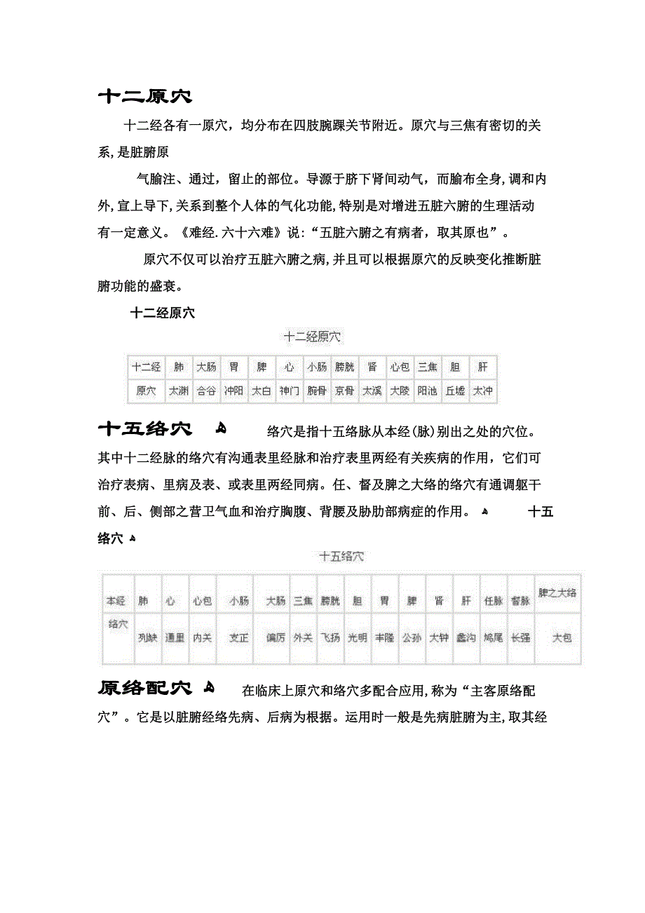 原穴-络穴-郄穴-下合穴-八会穴-八脉交会穴-募穴-明细表_第1页