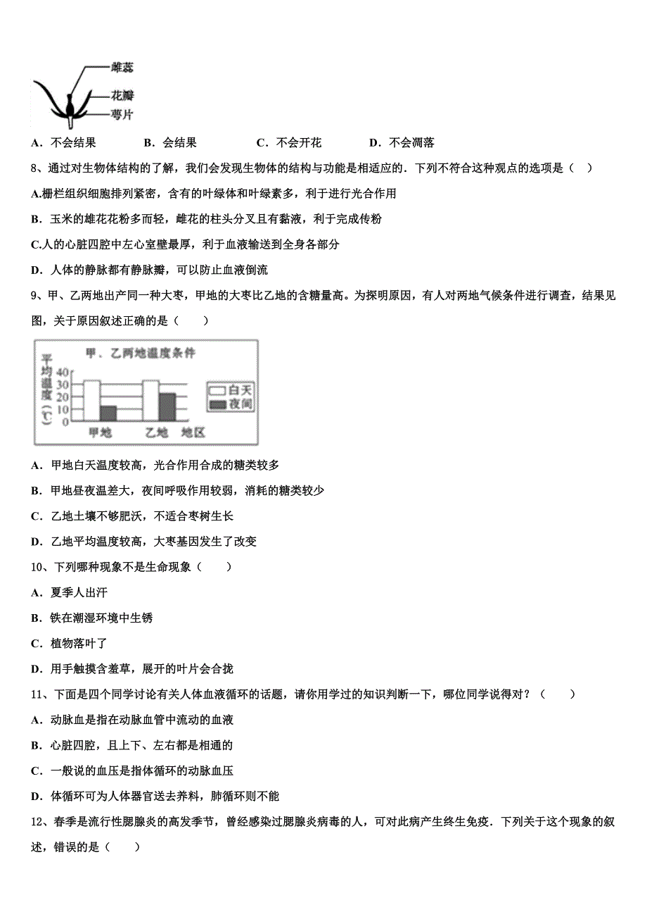 山东省临朐市重点达标名校2023届中考考前最后一卷生物试卷含解析.doc_第2页