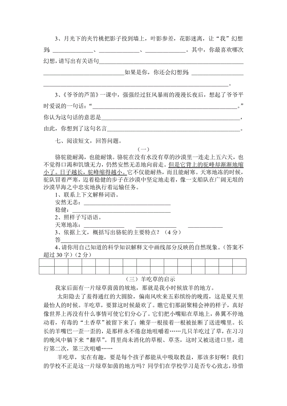 六年级语文第一学期期末试卷.doc_第3页