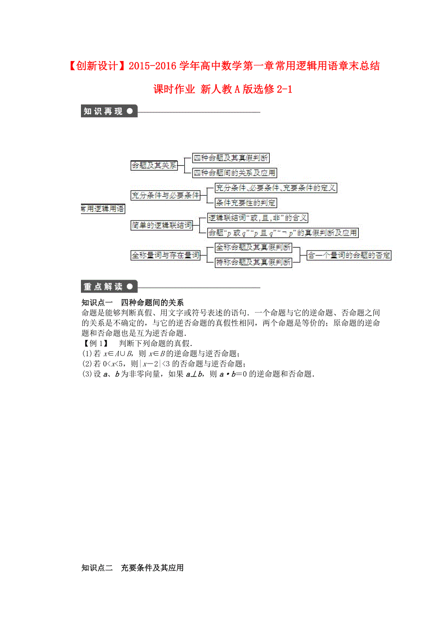 高中数学第一章常用逻辑用语章末总结新人教A版选修2-1.doc_第1页