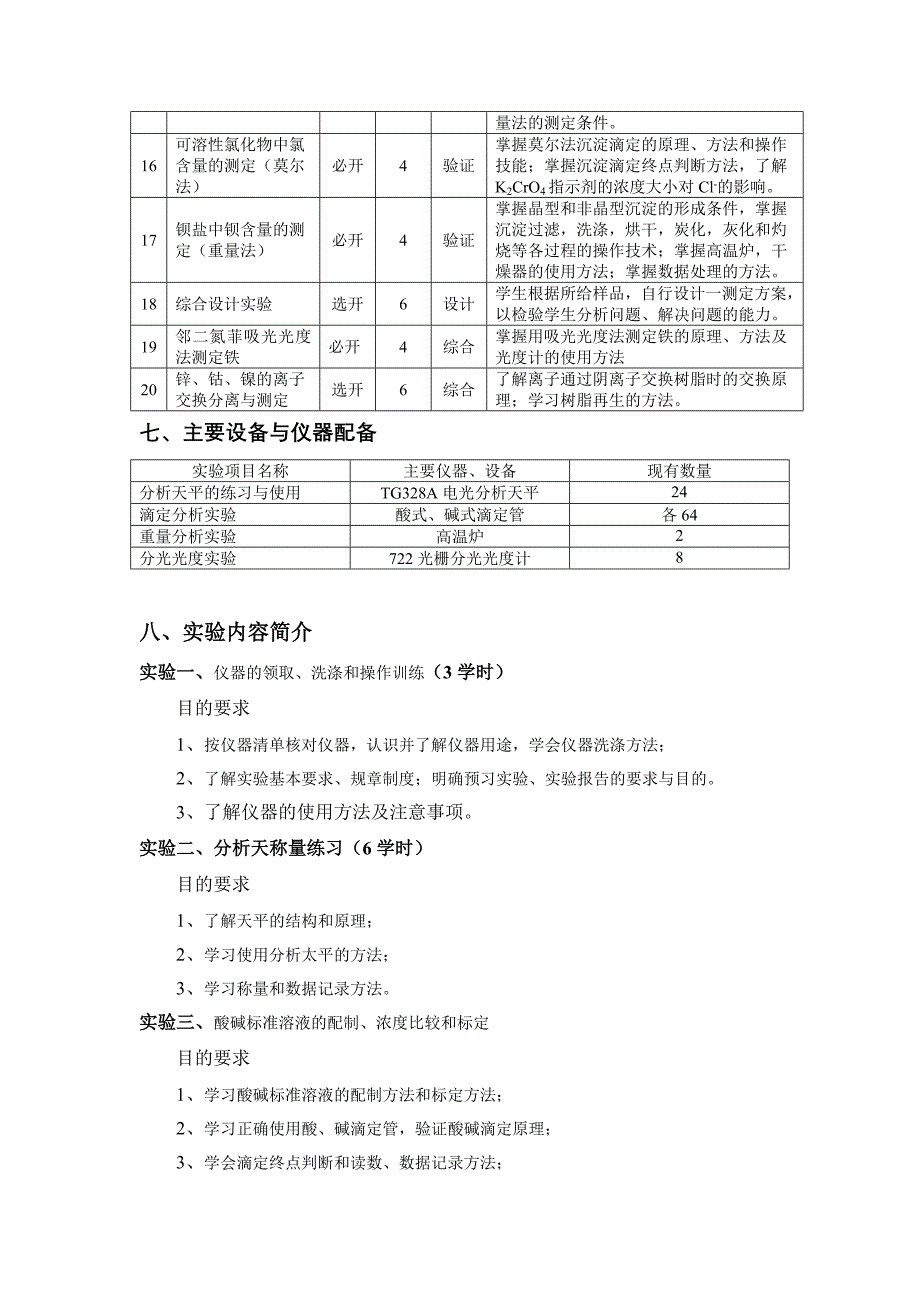 分析化学实验教学大纲_第3页