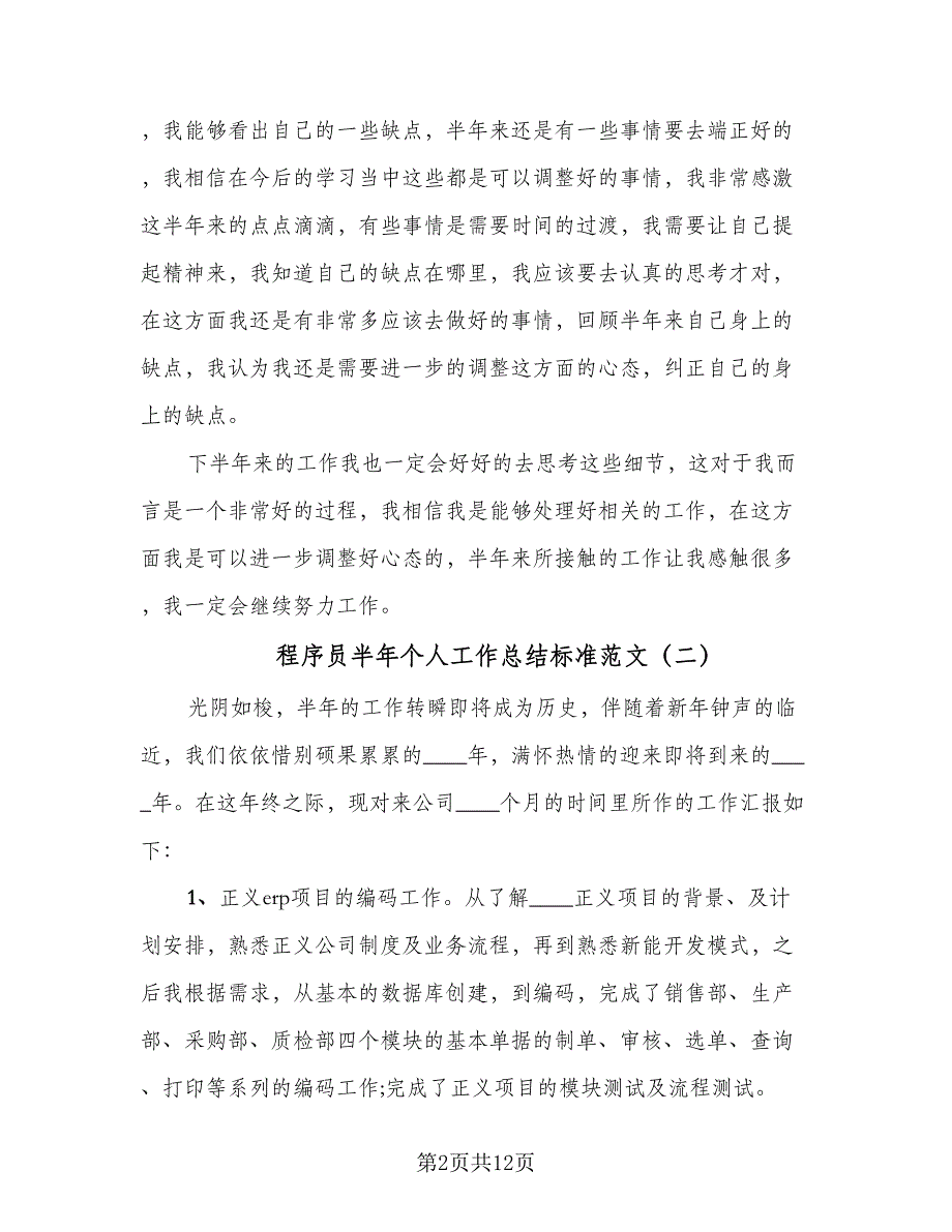 程序员半年个人工作总结标准范文（5篇）.doc_第2页