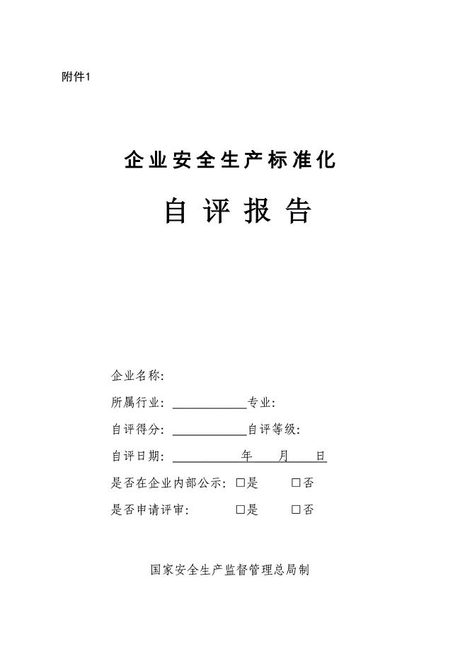 最新企业安全生产标准化自评报告模版