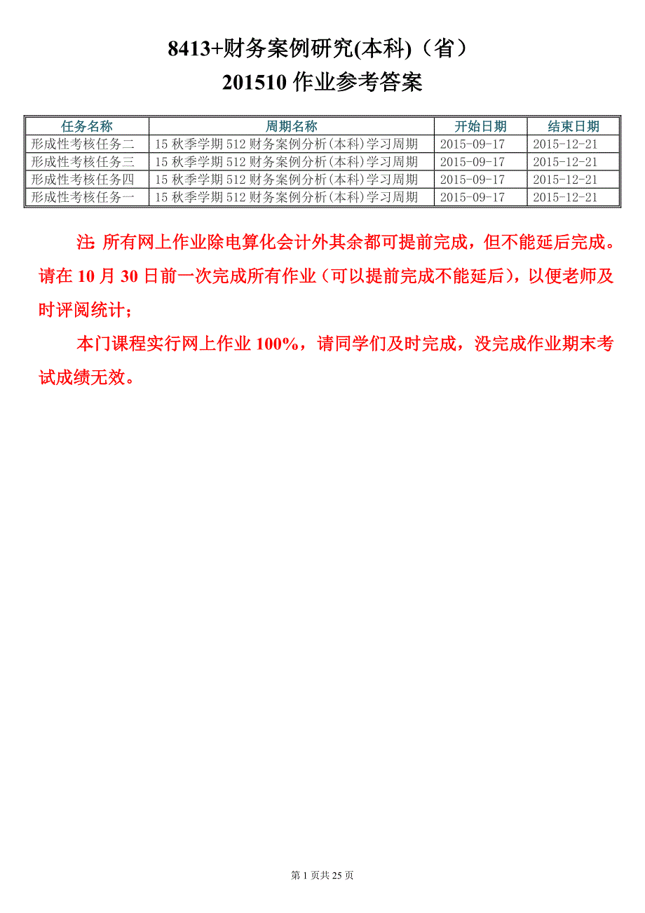 8413财务案例研究本科省平时作业参考答案.doc_第1页