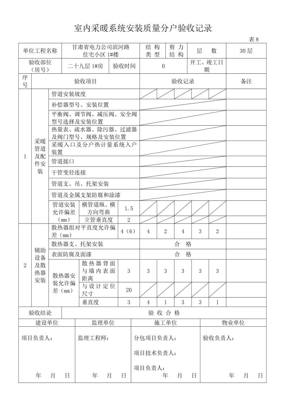 室内采暖系统安装质量分户验收记录_第5页