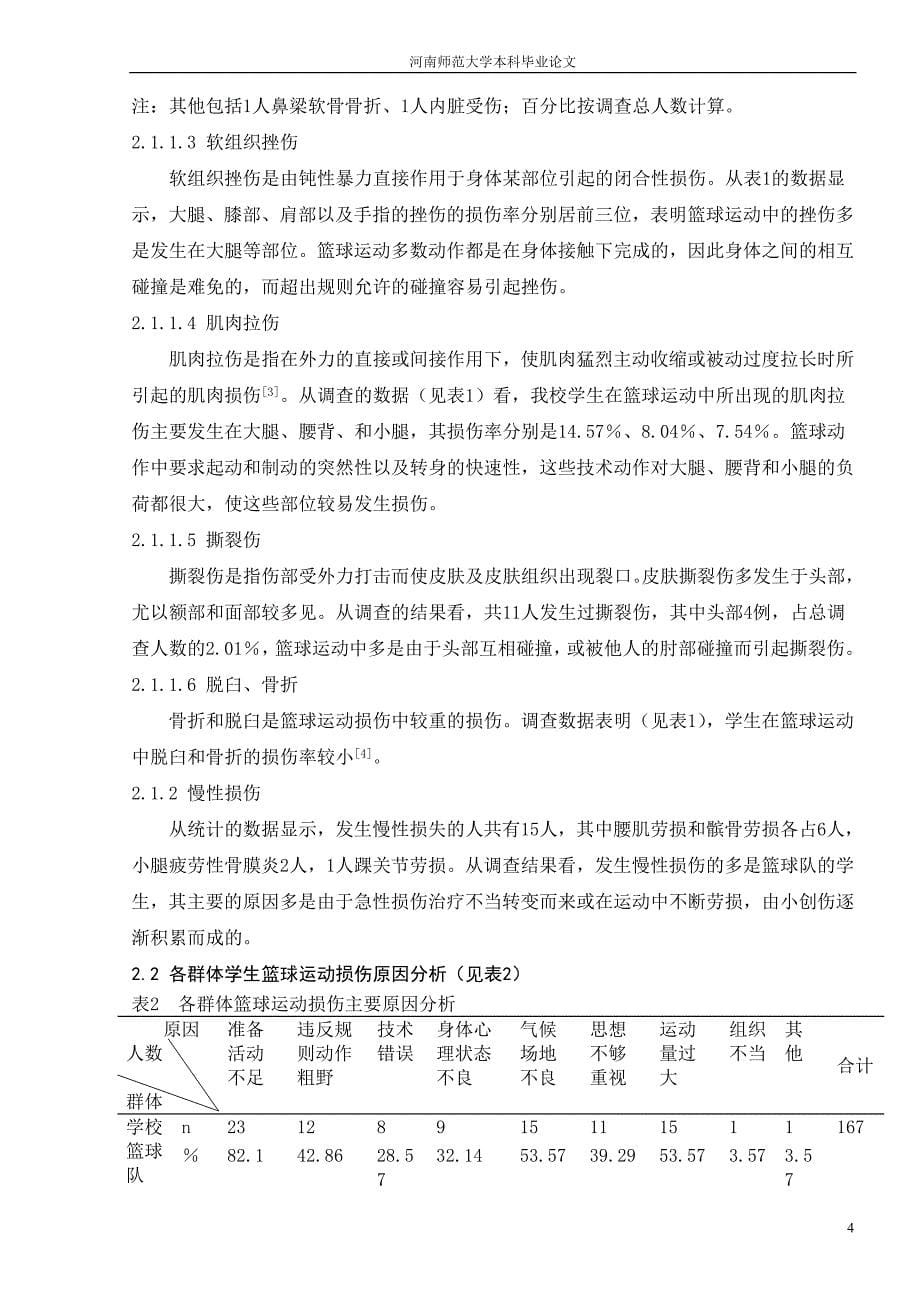 体育教育毕业论文：浅析我校体育专业学生篮球运动损伤的原因及预防_第5页