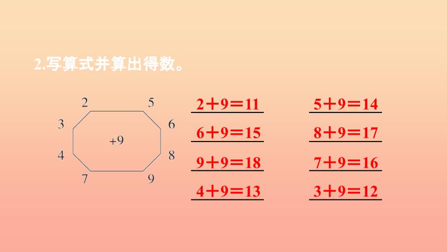 一年级数学下册第2单元20以内的退位减法2.1十几减9的基本练习习题课件新人教版_第3页