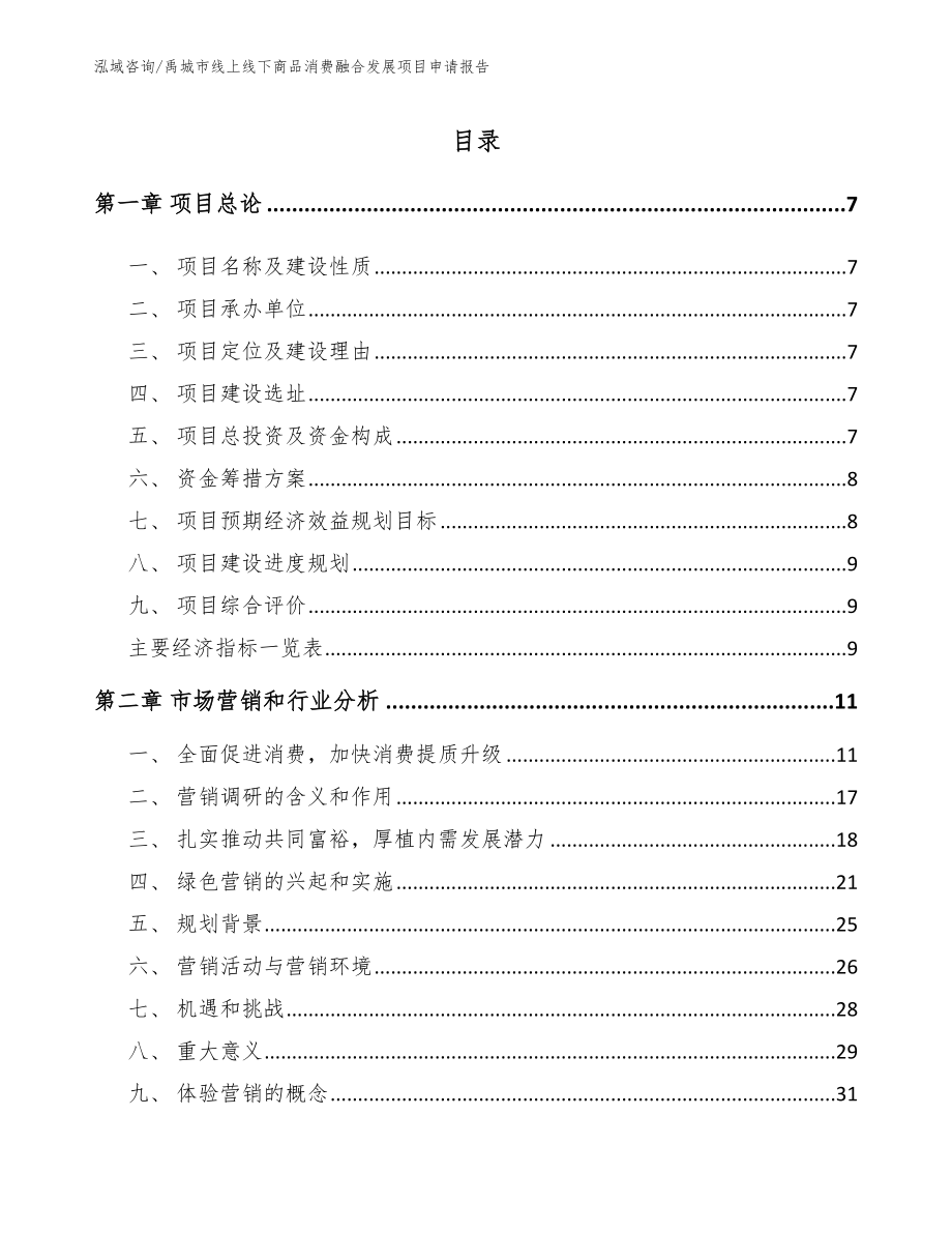 禹城市线上线下商品消费融合发展项目申请报告_第1页