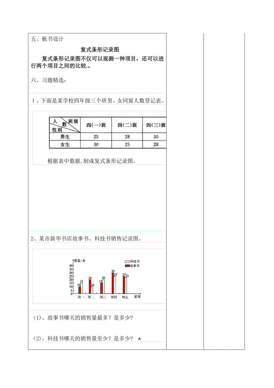 【人教版】四年级下册数学：课时2--复式条形统计图导学案_第3页