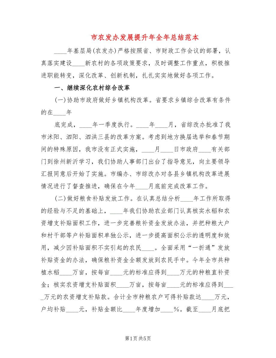 市农发办发展提升年全年总结范本_第1页