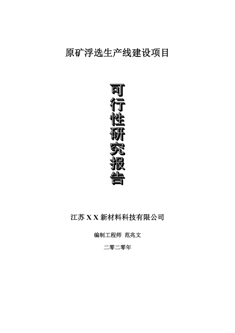 原矿浮选生产线建设项目可行性研究报告-可修改模板案例_第1页