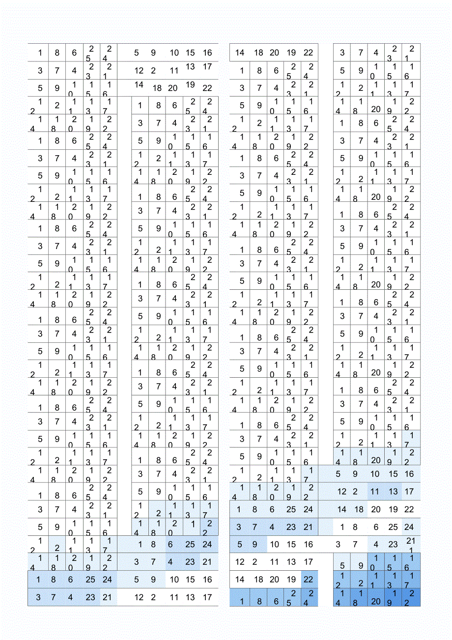 舒尔特表格25格(7周)_第1页