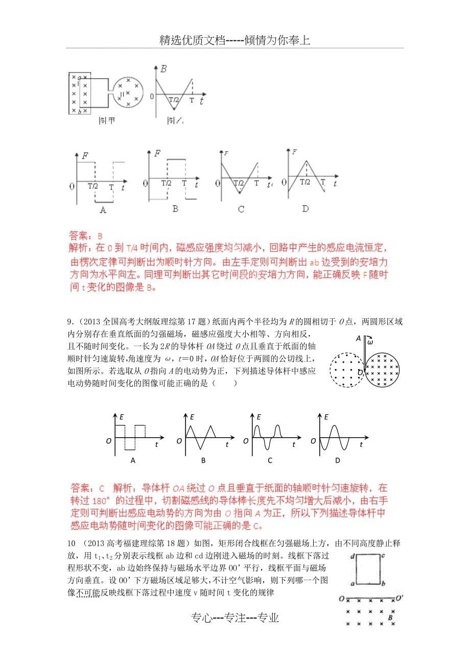 2004-2013十年高考物理大全分类解析专题15电磁感应_第5页