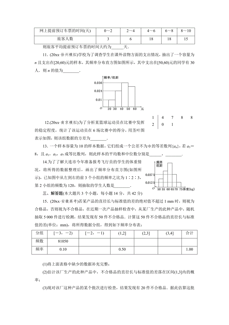 新编高考数学理浙江专版一轮复习限时集训：10.2 用样本估计总体含答案_第3页