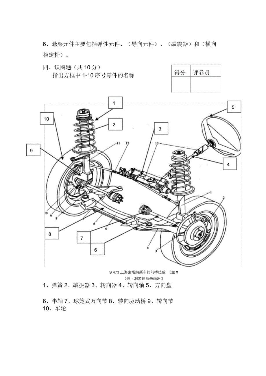 汽车底盘构造期末考试卷含答案_第5页