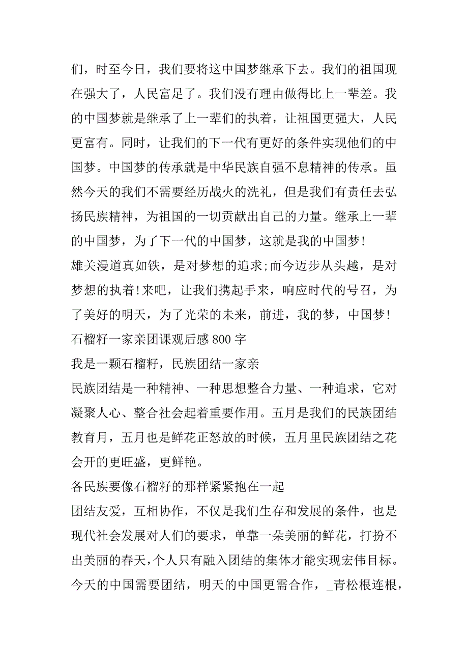 2023年石榴籽一家亲团课观后感800字范本3篇_第4页