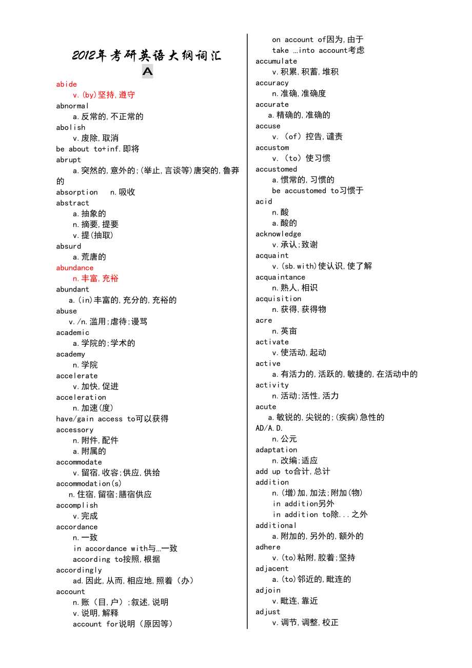 考研英语大纲词汇_第1页