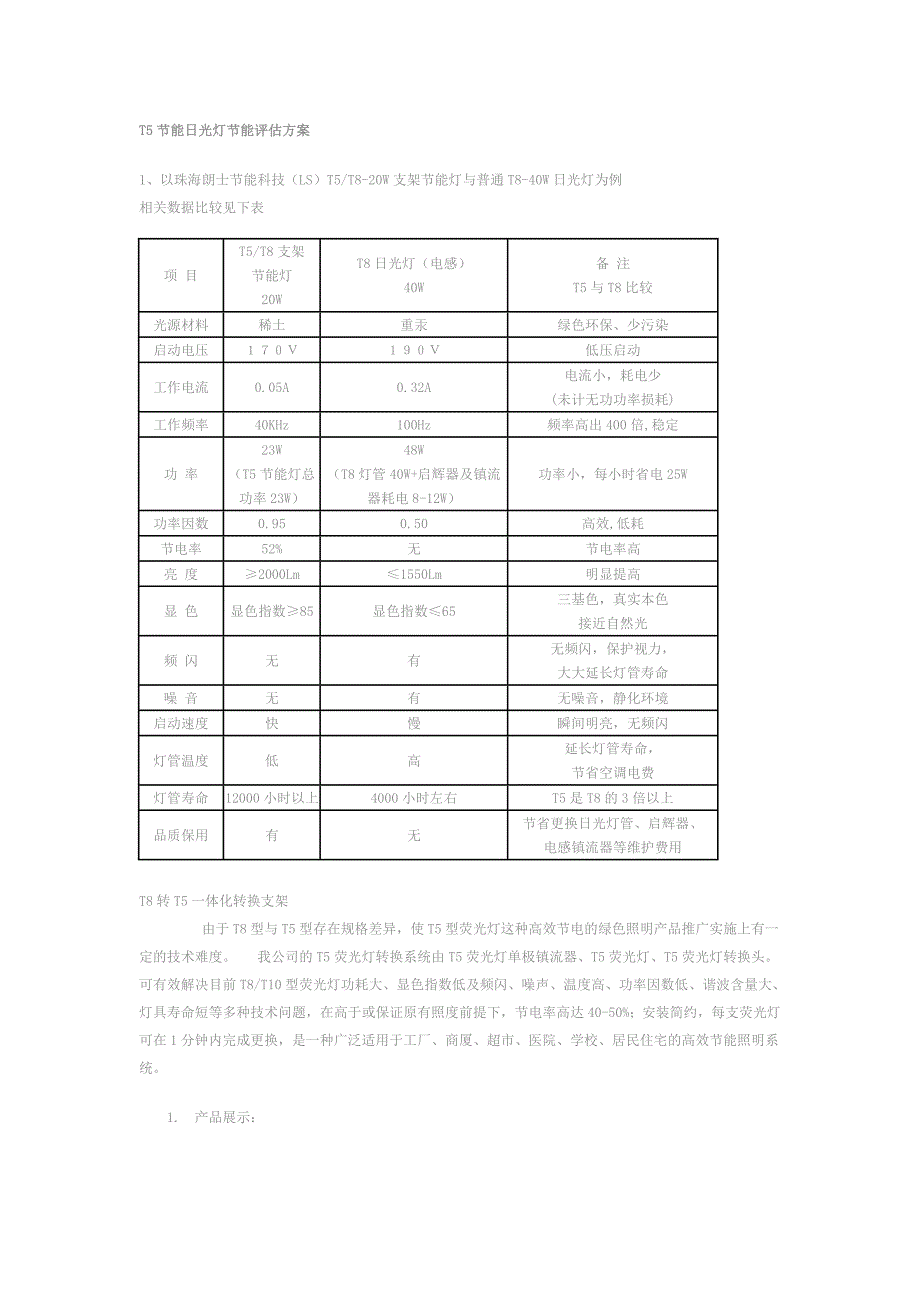 T5节能日光灯节能评估方案.doc_第1页