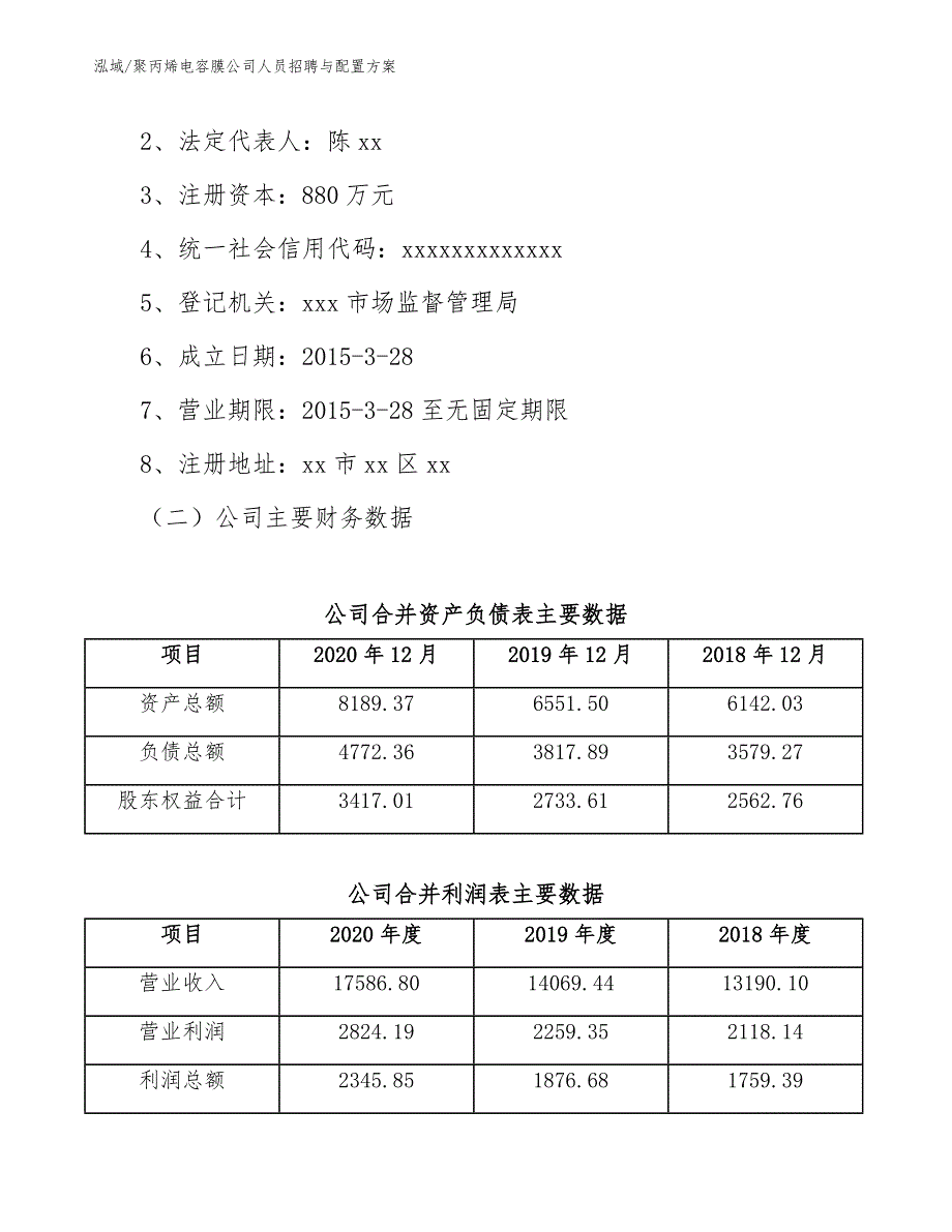 聚丙烯电容膜公司人员招聘与配置方案_第2页