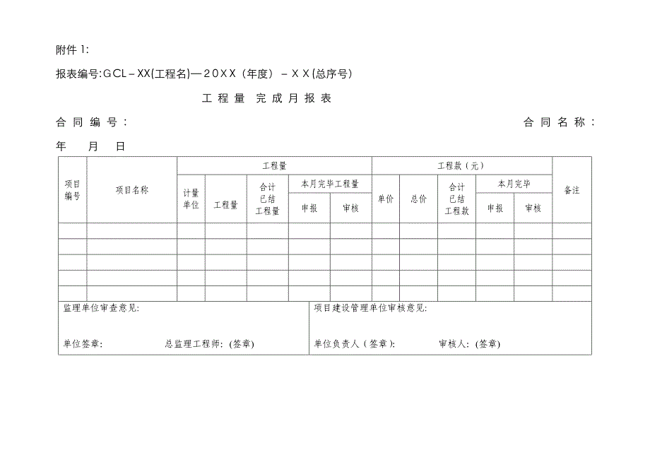 工 程 量 完 成 月 报 表_第1页