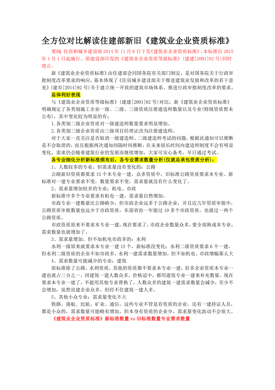 全方位对比解读住建部新旧《建筑业企业资质标准》剖析(共10页)_第1页