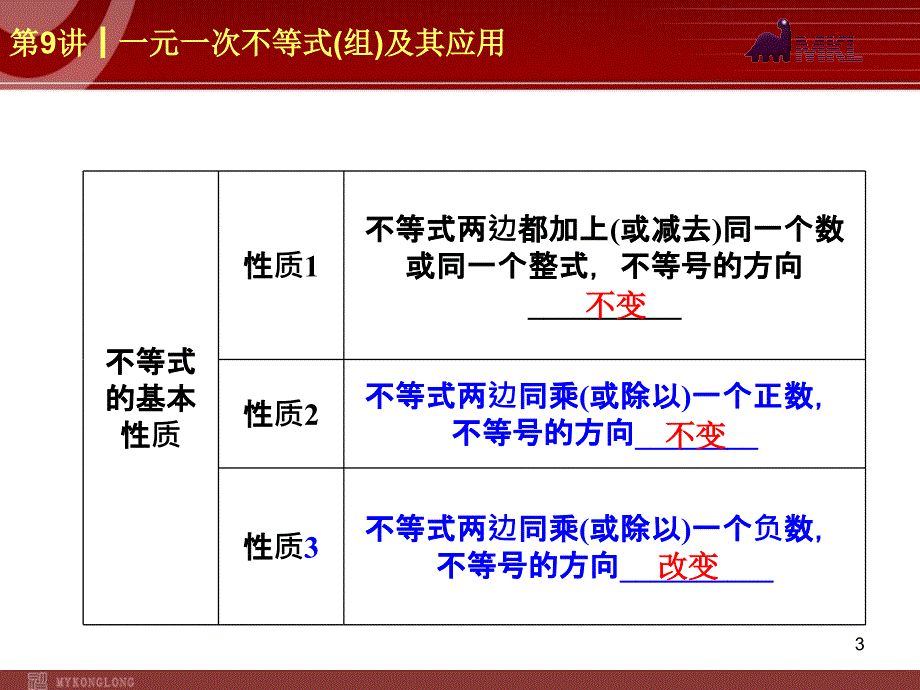 中考数学一轮复习第9讲一元一次不等式组及其应用_第3页