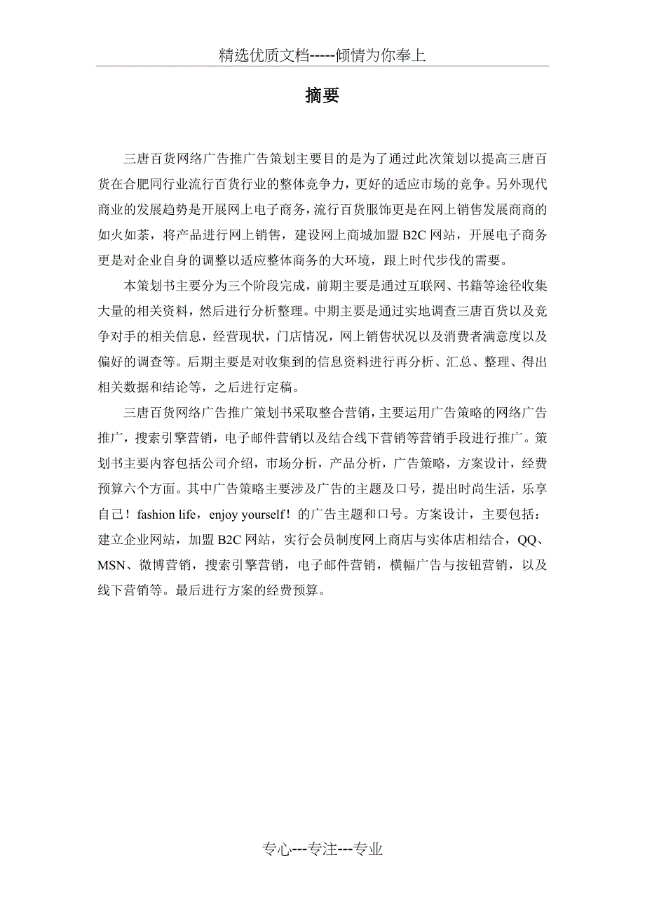 三唐百货网络广告推广策划书毕业设计_第3页