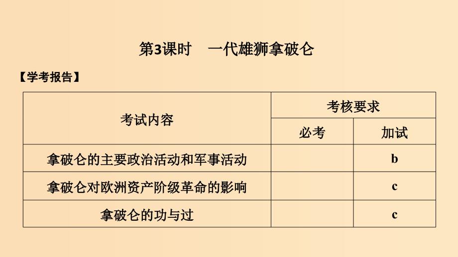 （浙江专用）2018-2019学年高中历史 第三单元 欧美资产阶级革命时代的杰出人物 第3课时 一代雄狮拿破仑课件 新人教版选修4.ppt_第1页