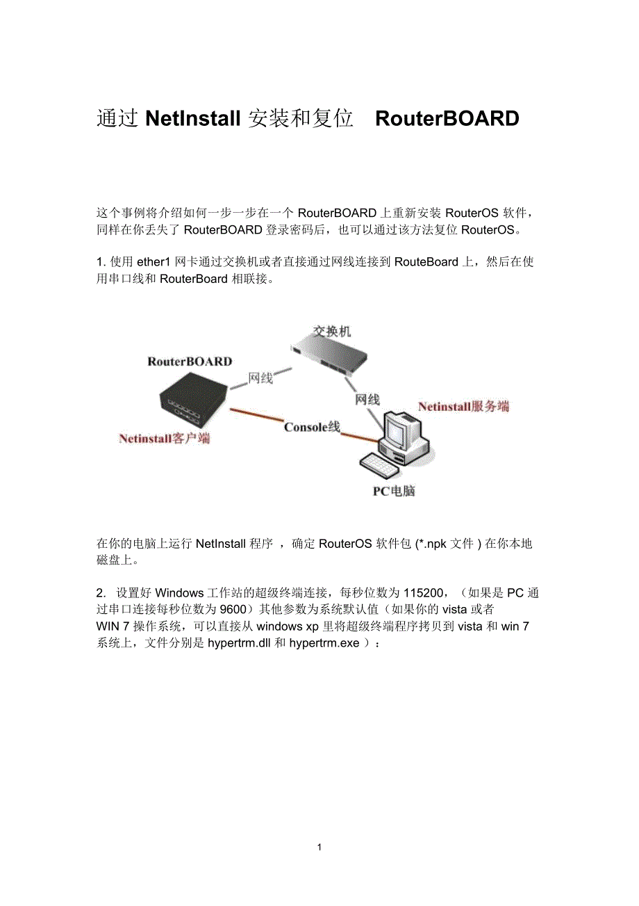 通过NetInstall安装和复位RouterBOARD_第1页