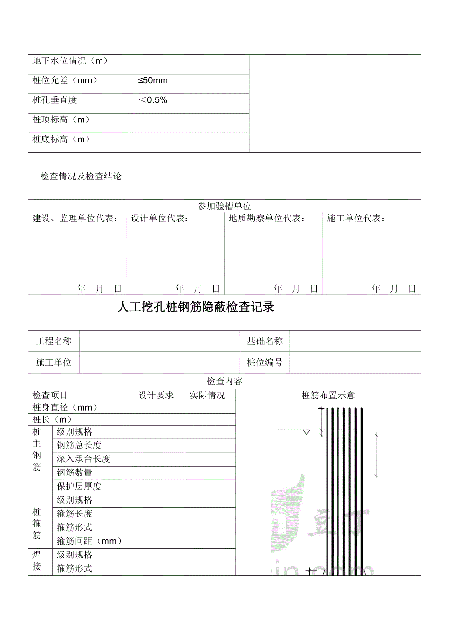 某房建桩基工程人工挖孔桩验收记录表格_第4页