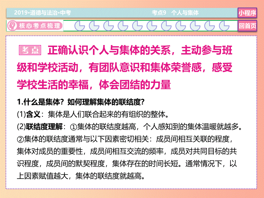 2019中考道德与法治总复习 考点9 个人与集体课件.ppt_第4页