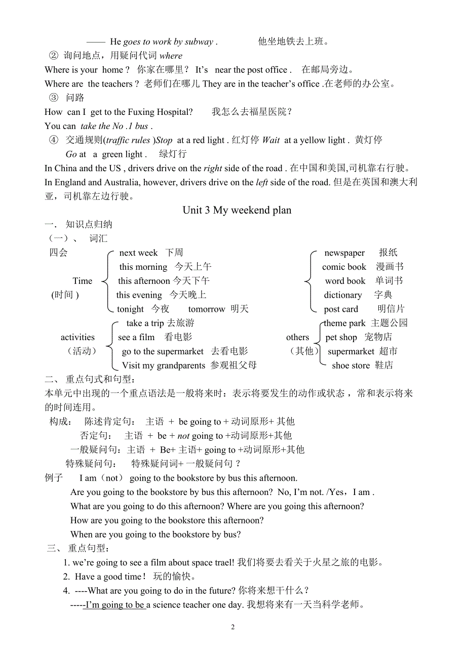 PEP小学英语六年级上册知识点总结_第2页