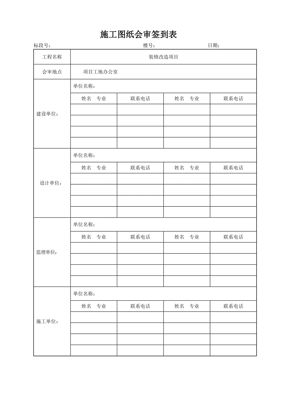 施工图纸会审记录模板.doc_第1页