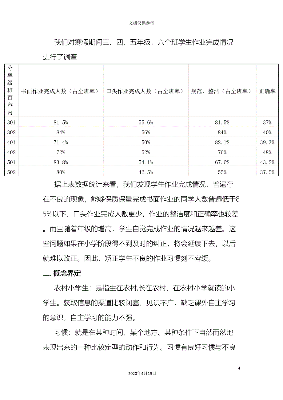 培养农村小学生良好作业习惯的对策研究方案_第4页