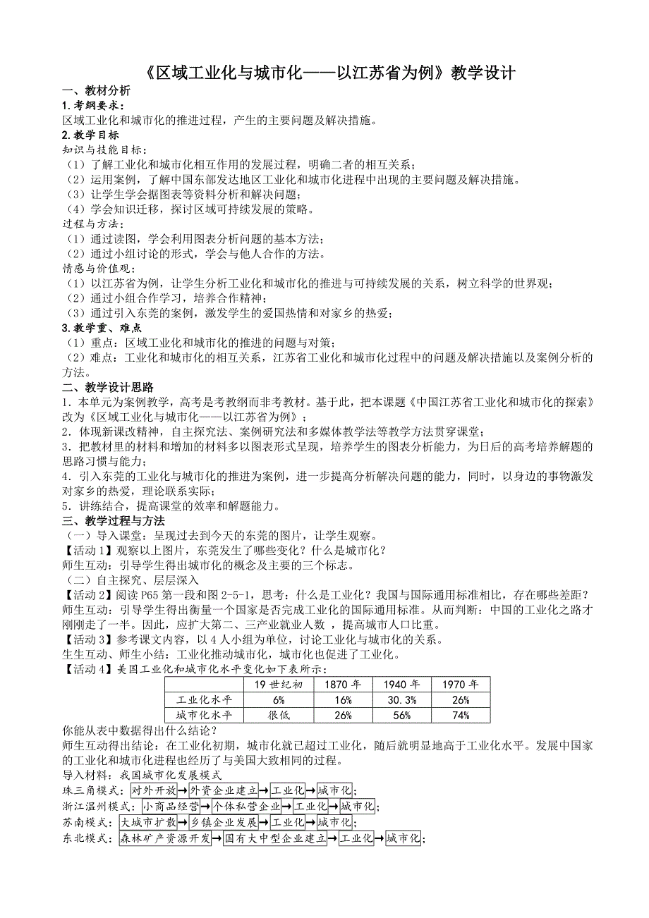 区域工业化与城市化以江苏省为例教学设计_第1页