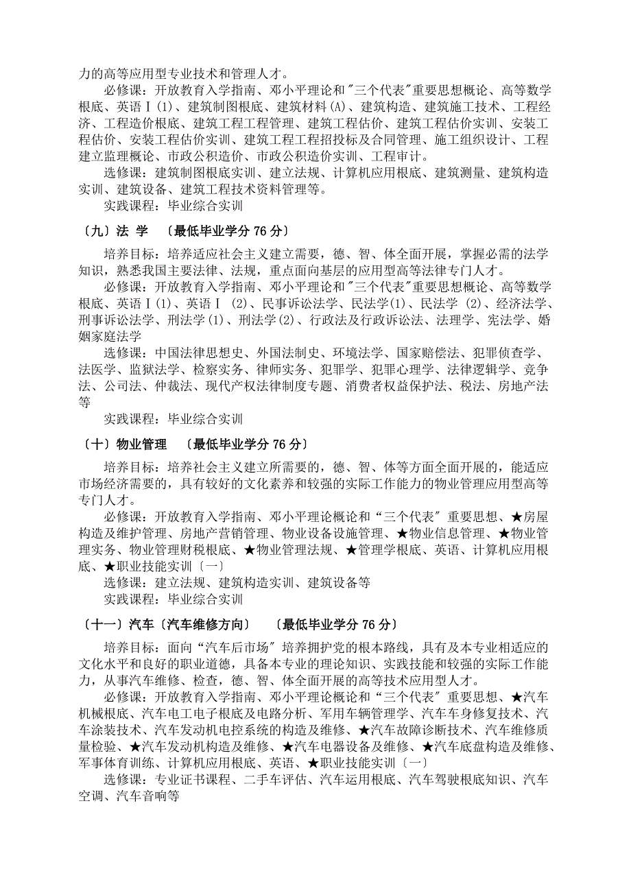 中央电大开放教育专科各专业主要课程设置_第3页