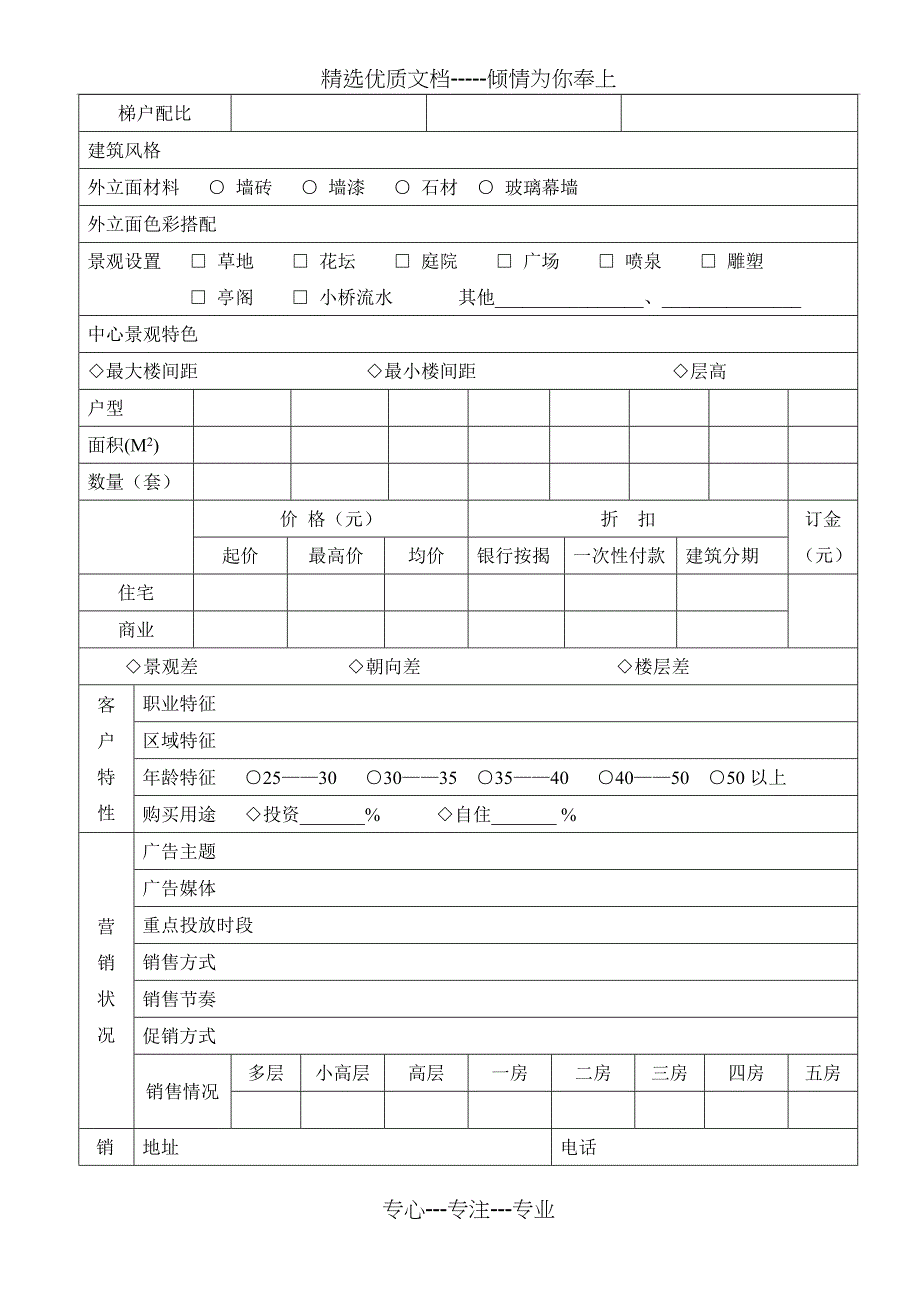 住宅项目市场调查表_第2页