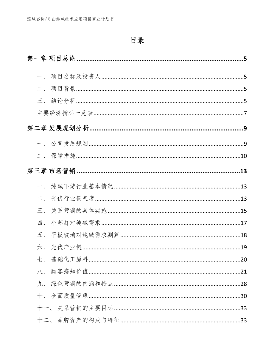 舟山纯碱技术应用项目商业计划书_第1页