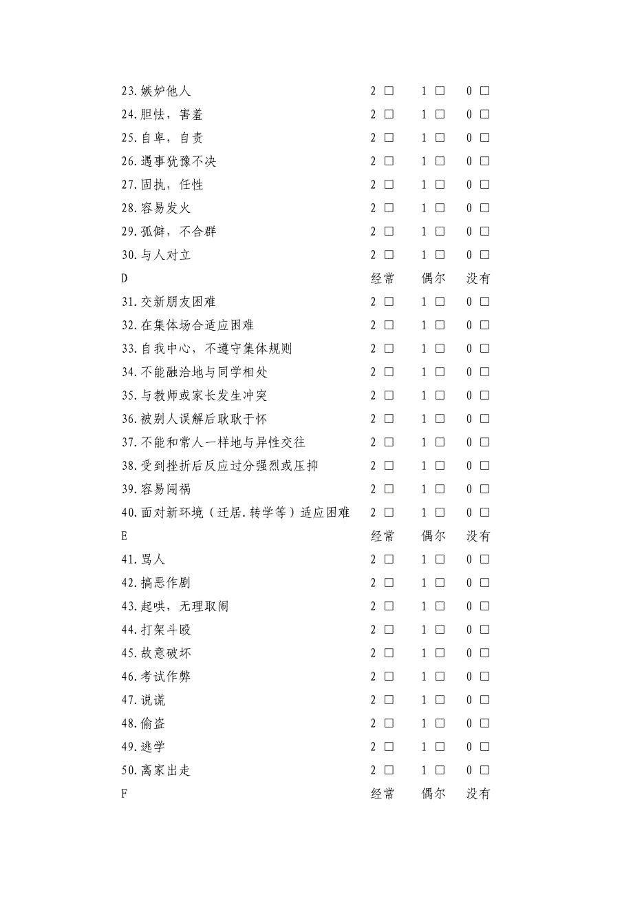 小学生心理健康评定量表(共4页)_第2页