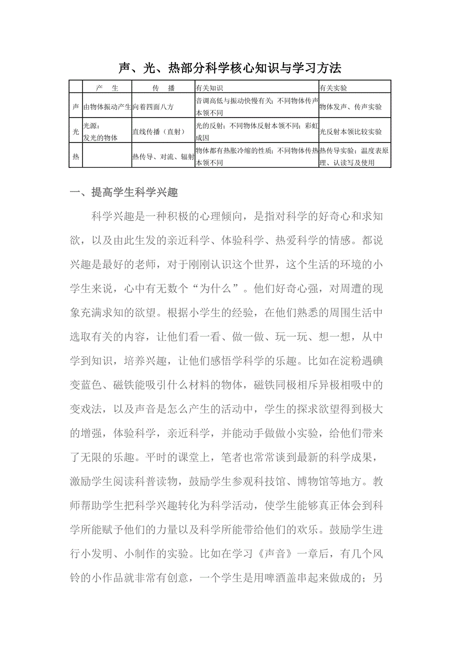 声、光、热部分科学核心知识与学习方法.doc_第1页