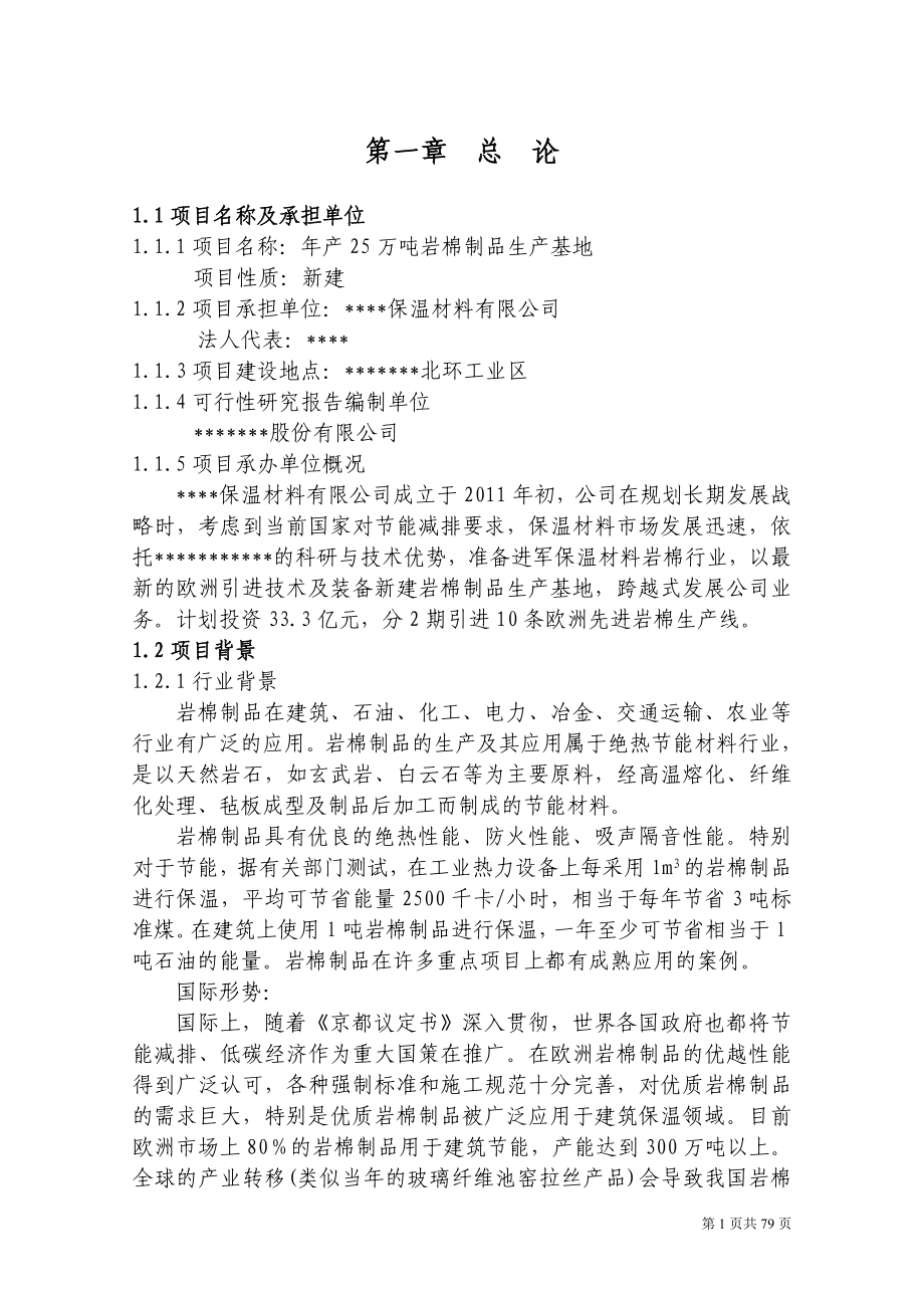 年产25万吨岩棉制品生产基地可行性研究报告.doc_第2页