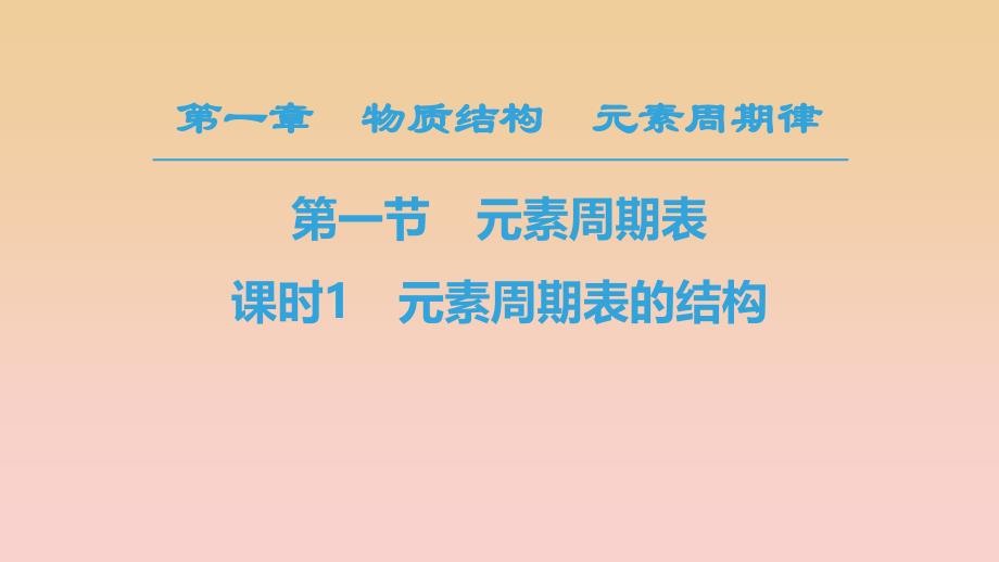 2018-2019学年高中化学 第1章 物质结构元素周期律 第1节 元素周期表 课时1 元素周期表的结构课件 新人教版必修2.ppt_第1页