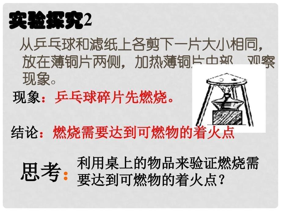 九年级化学上册 第7单元 燃料及其利用 实验活动3 燃烧的条件课件 （新版）新人教版_第5页